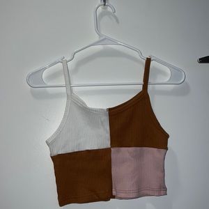 Brown white and pink cropped tank. Rarely worn.